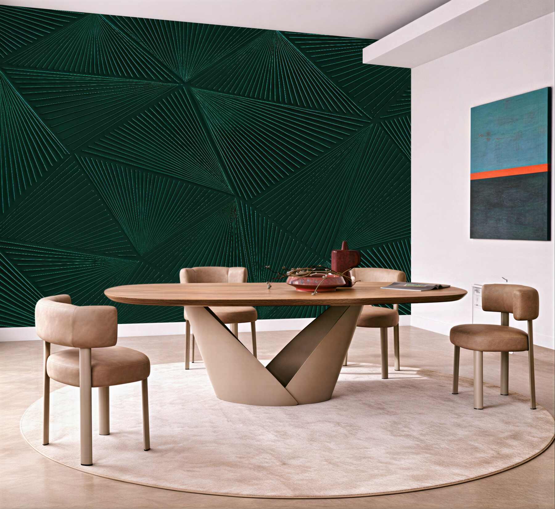 Fototapeta szmaragdowa geometryczna abstrakcja 3d