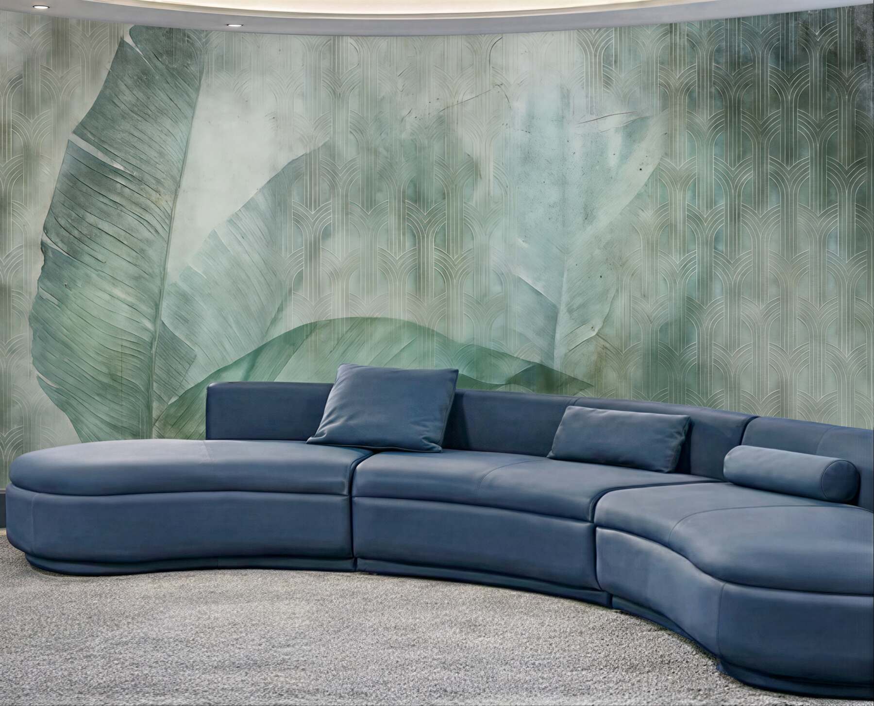 Fototapeta turkusowe liście w stylu art déco