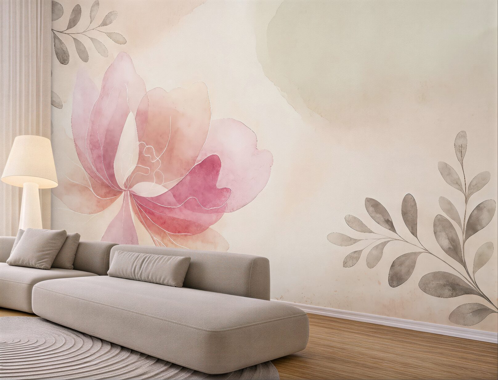 Fototapeta pastelowy kwiat magnolii z delikatnymi liśćmi