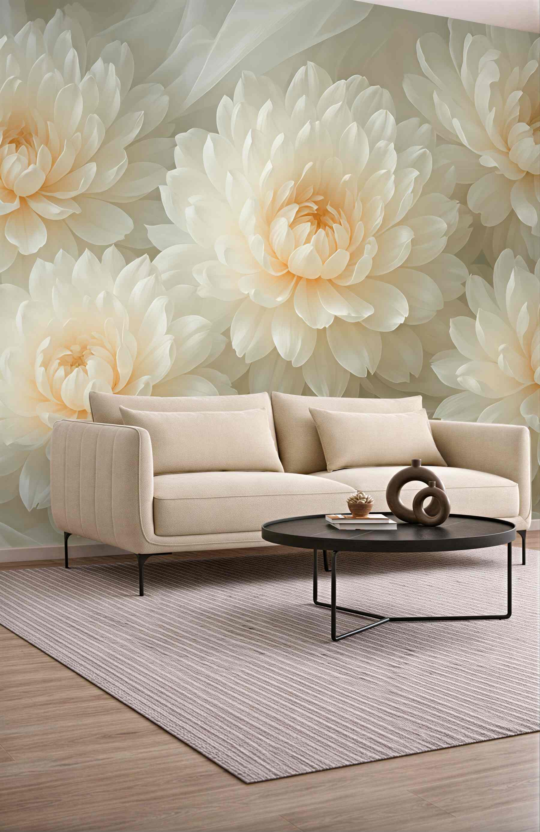 Fototapeta kremowe peonie w jedwabistej delikatności