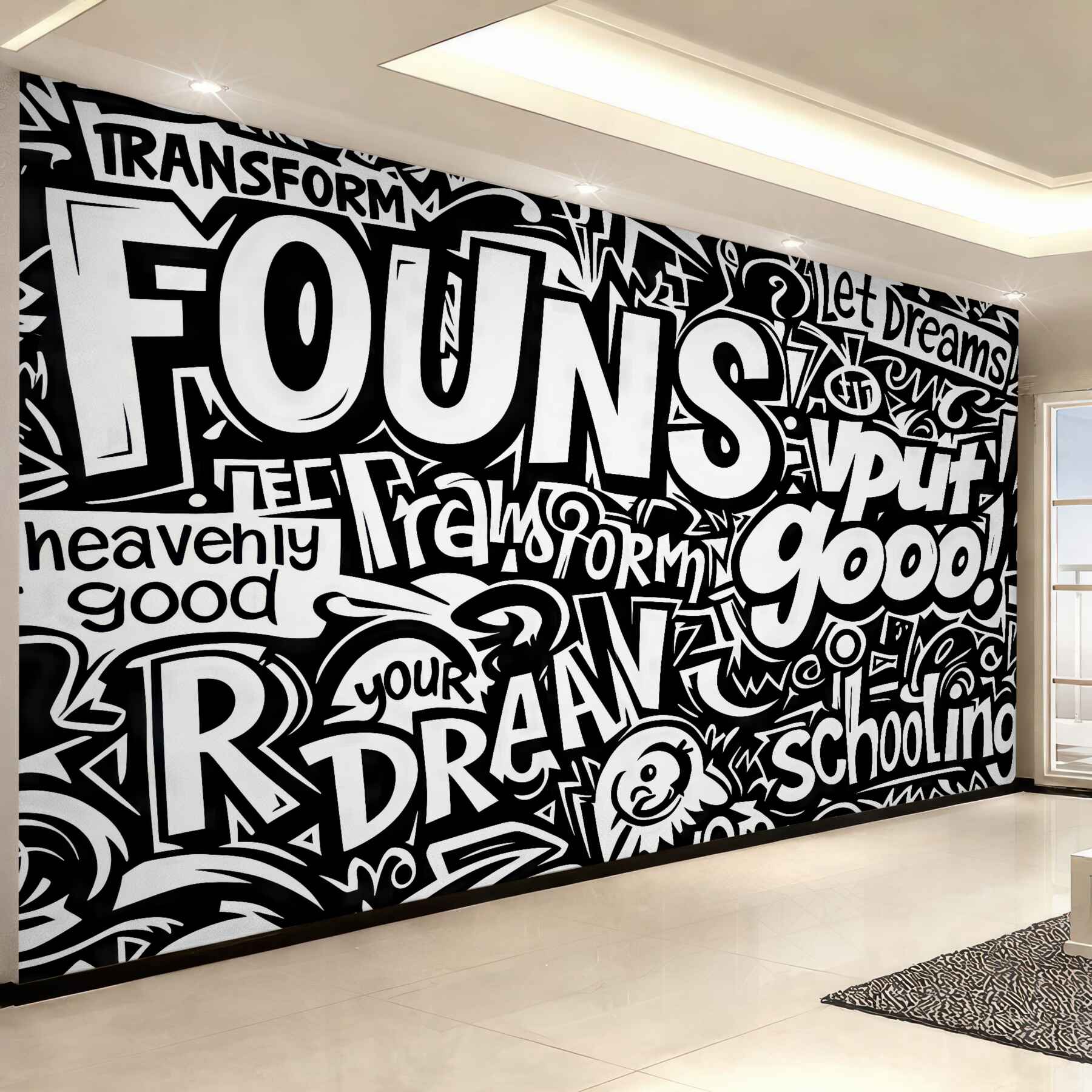 Fototapeta czarno-biały kolaż typograficzny