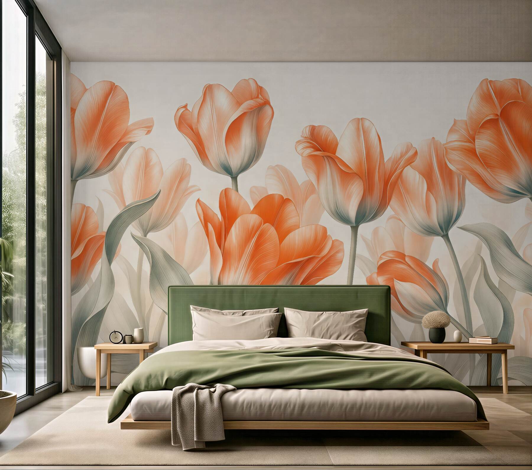 Fototapeta koralowe tulipany w pastelowym blasku