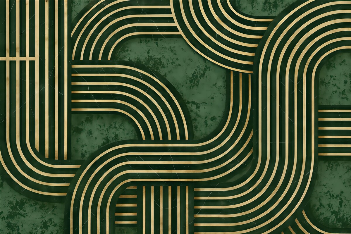 Fototapeta szmaragdowe linie art deco