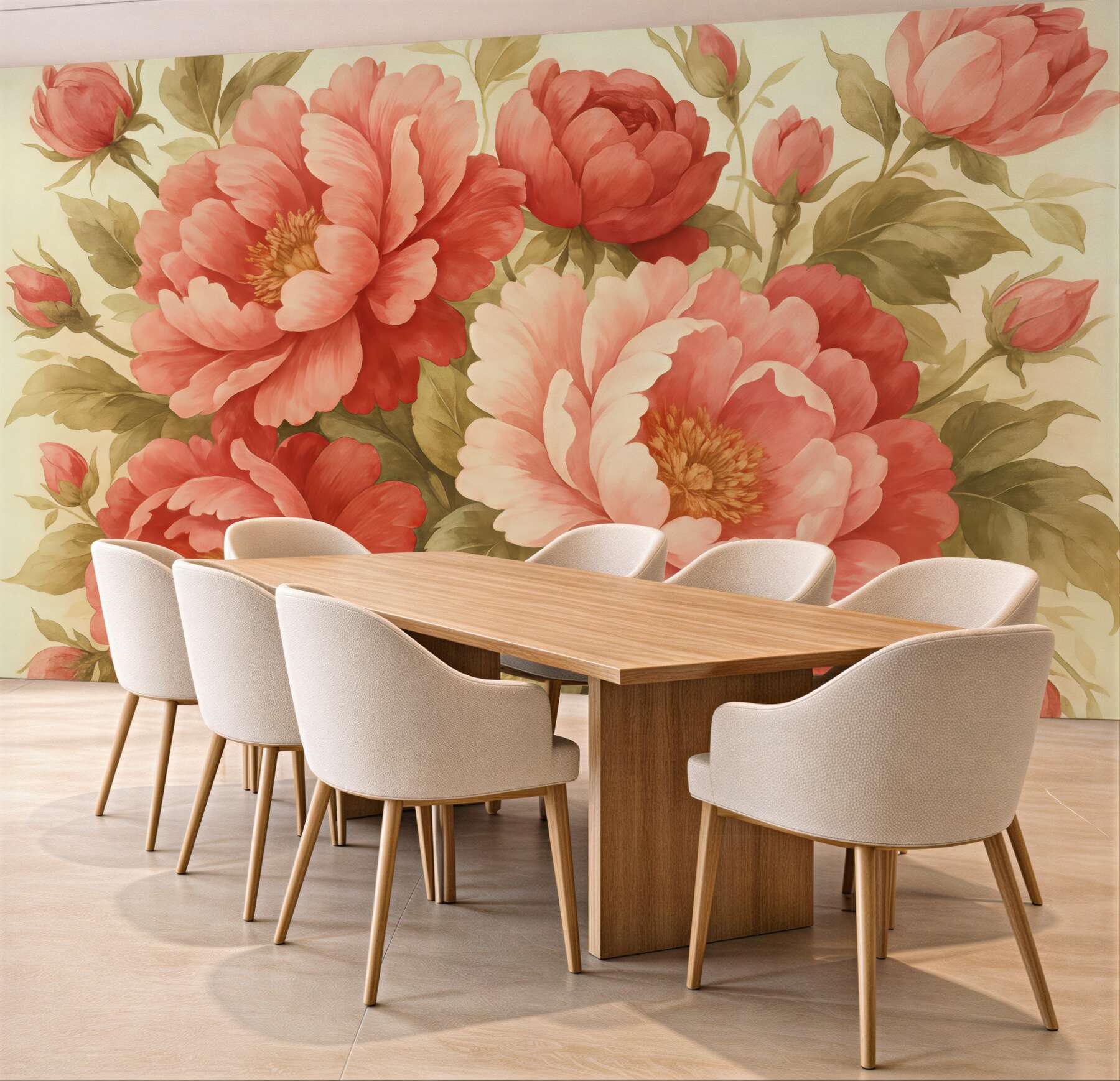 Fototapeta koralowe piwonie w romantycznym stylu