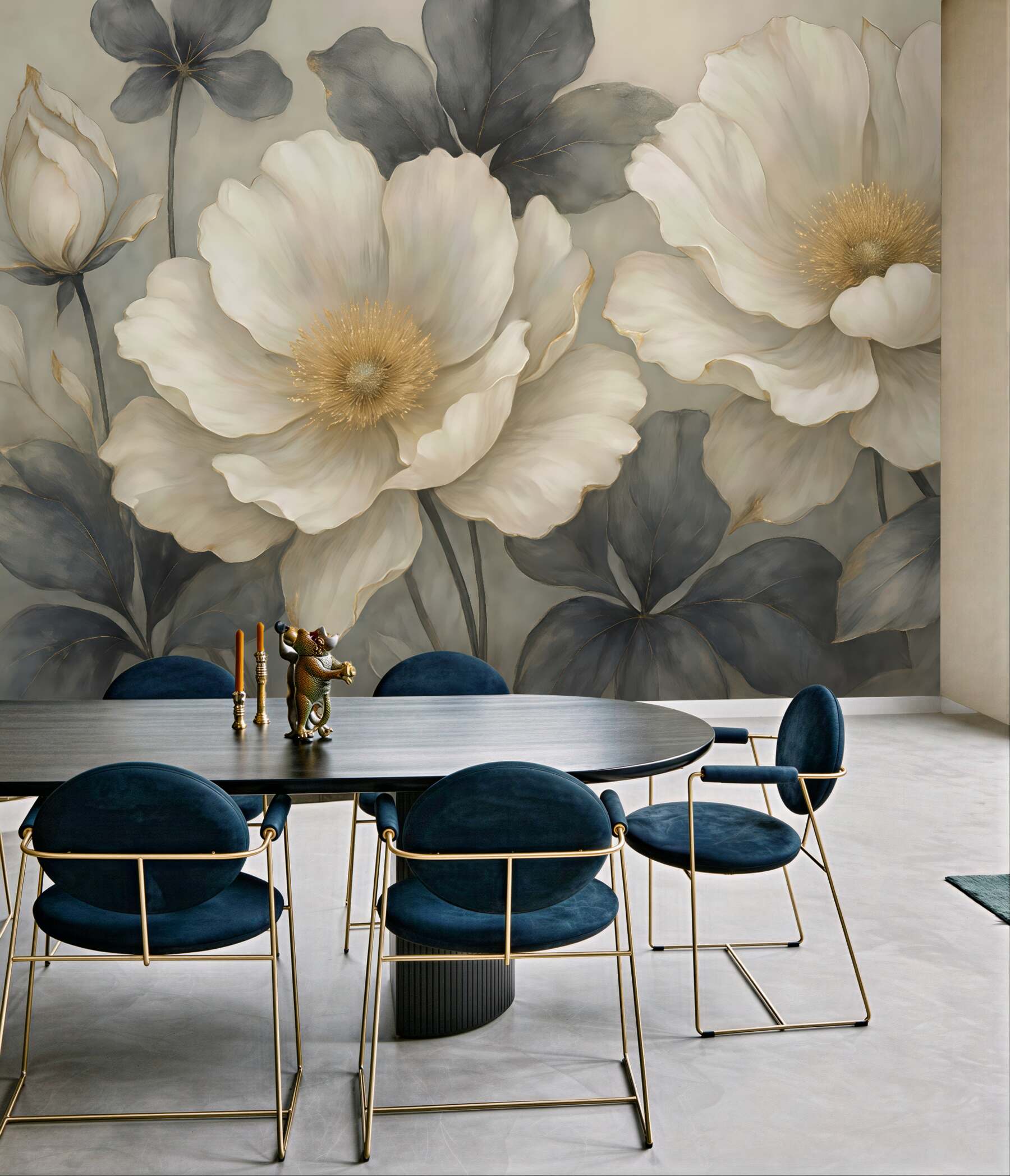 Fototapeta kremowe kwiaty ze złotym blaskiem
