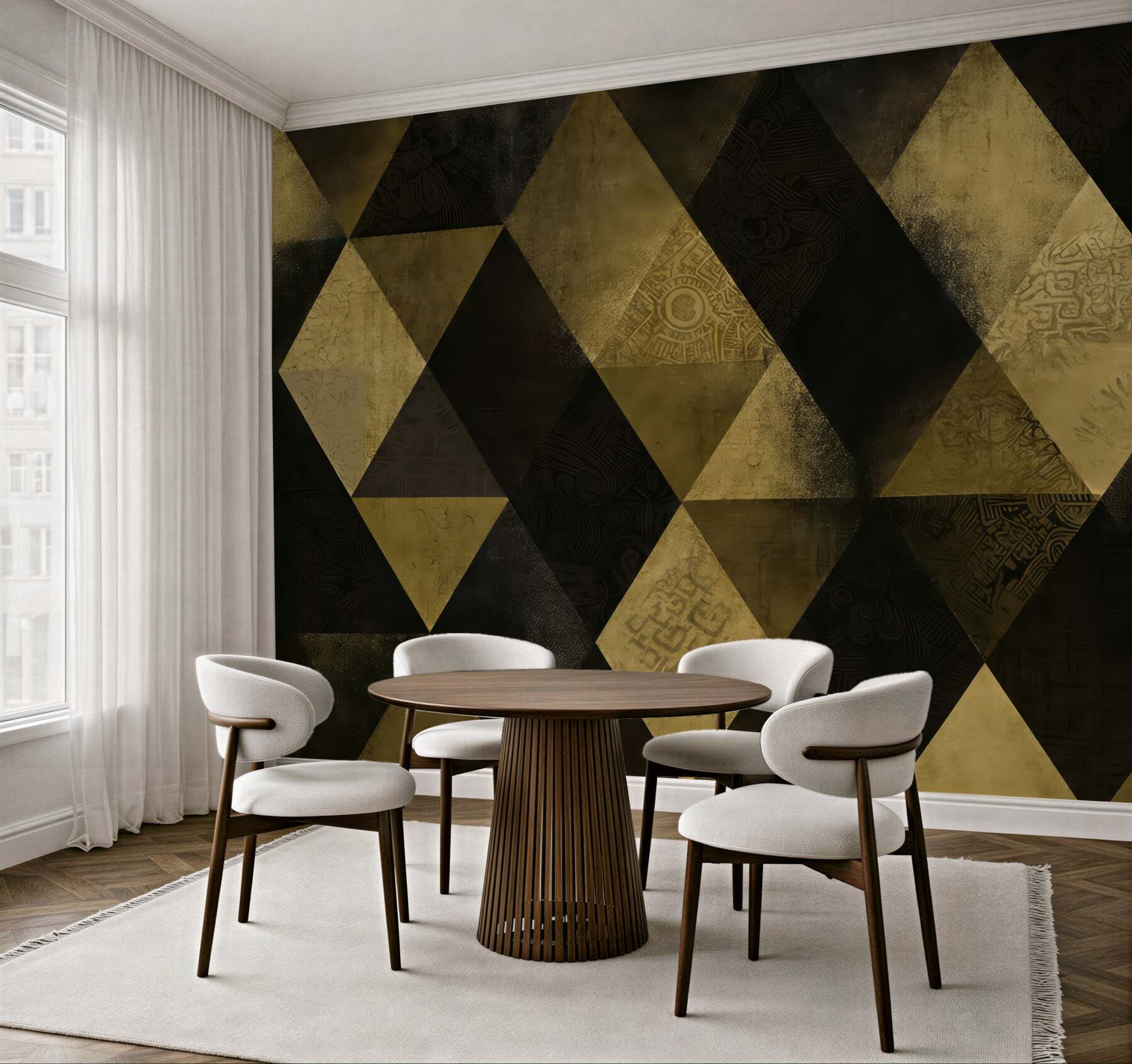 Fototapeta złota geometryczna mozaika w czerni