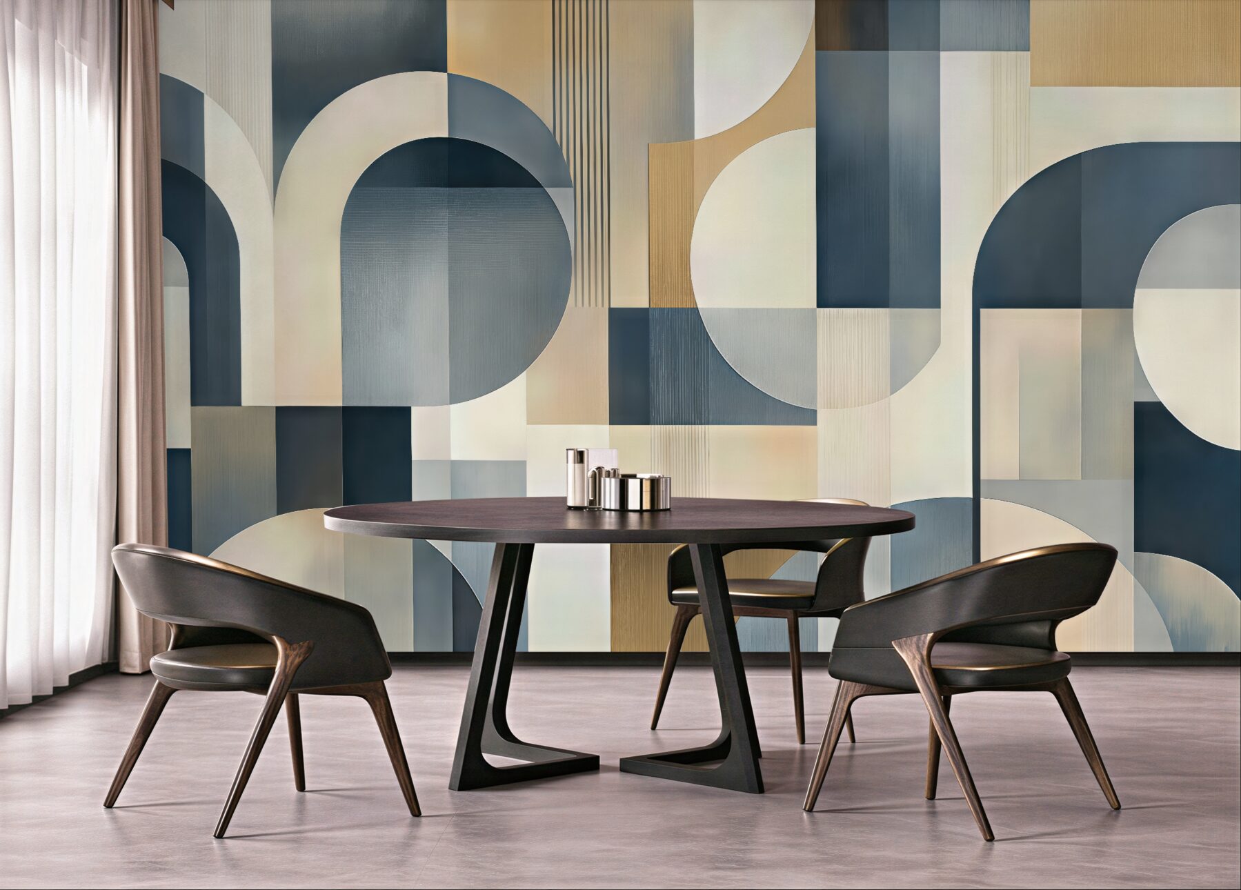 Fototapeta geometryczna harmonia w beżach i granacie