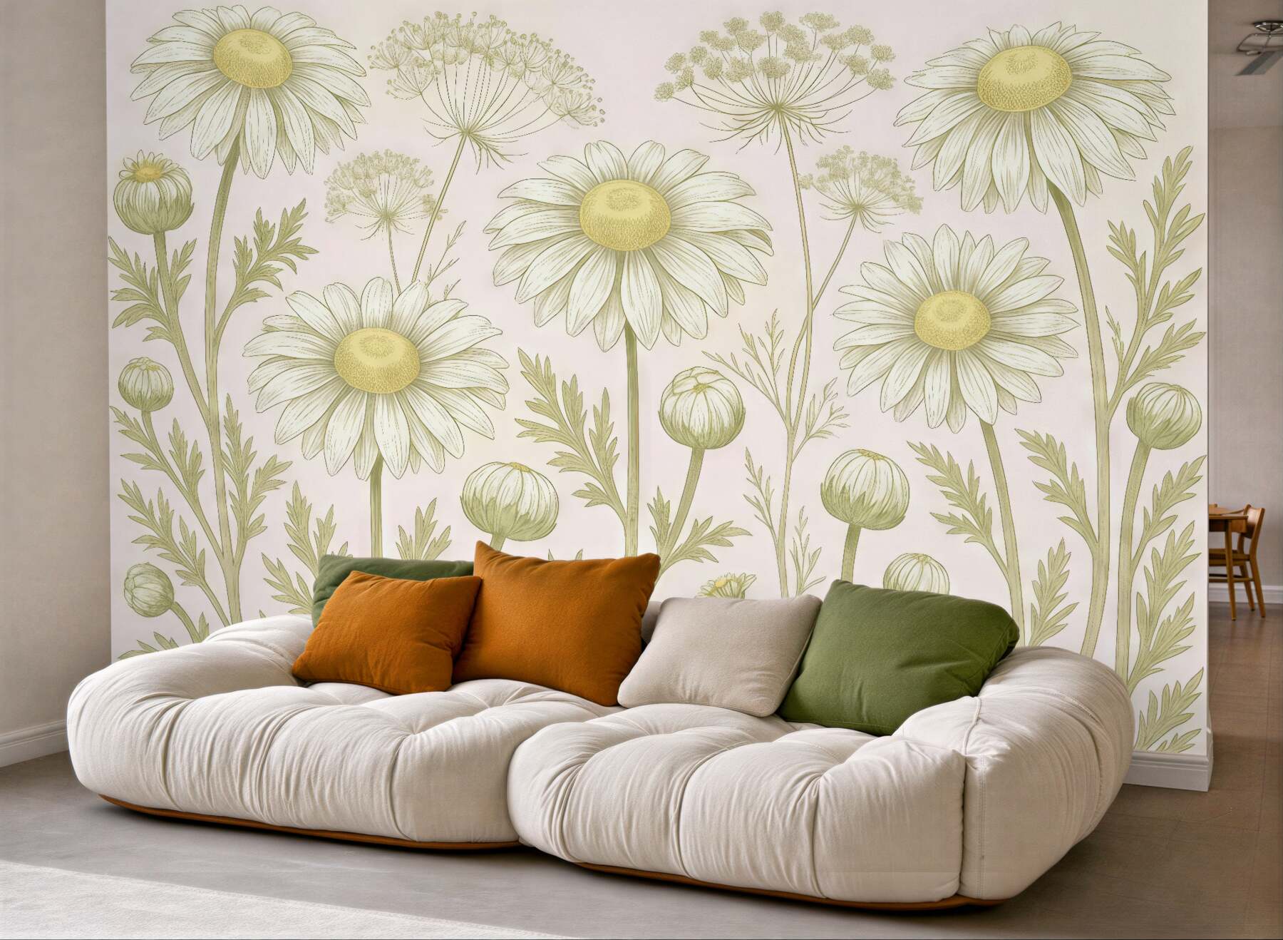 Fototapeta pastelowe margaretki w botanicznym stylu