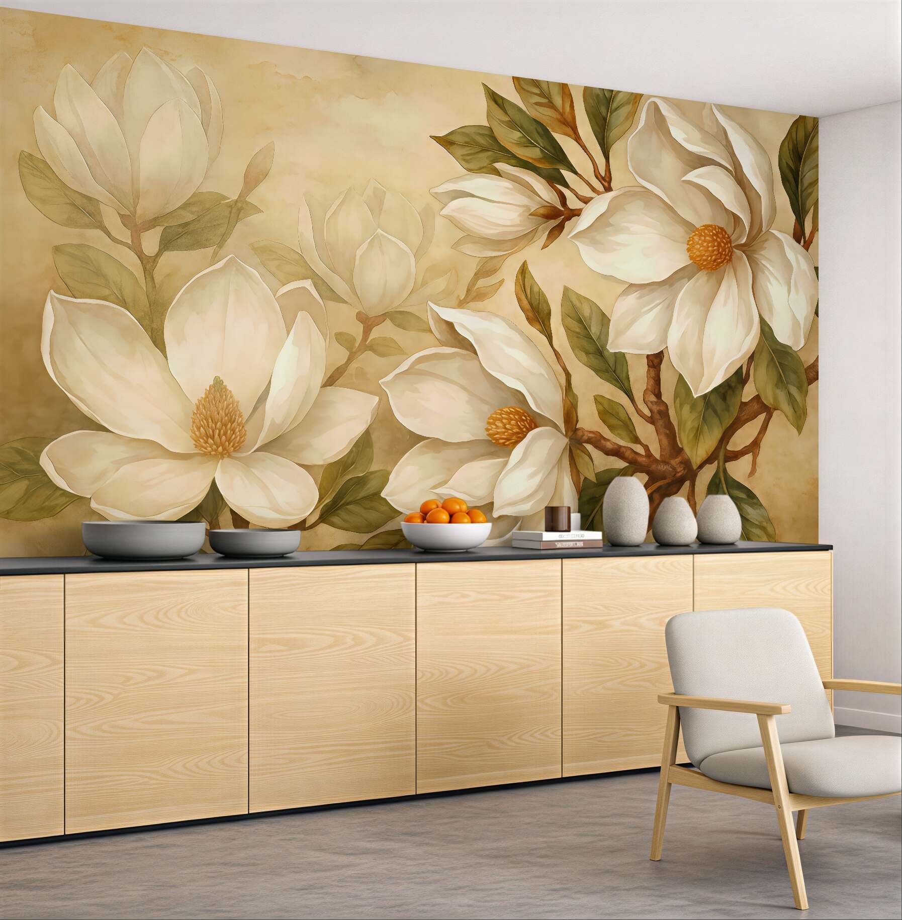 Fototapeta kremowe magnolie w eleganckim wydaniu