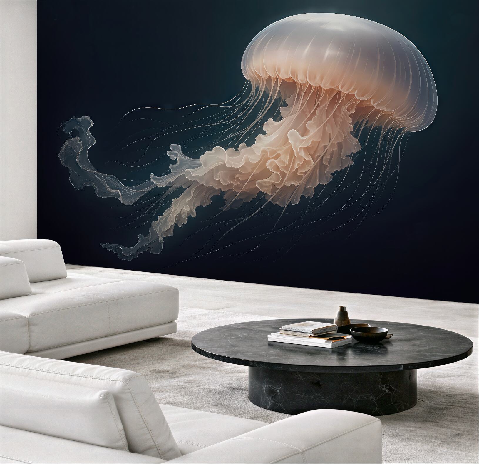 Fototapeta eteryczna meduza w morskiej ciemni