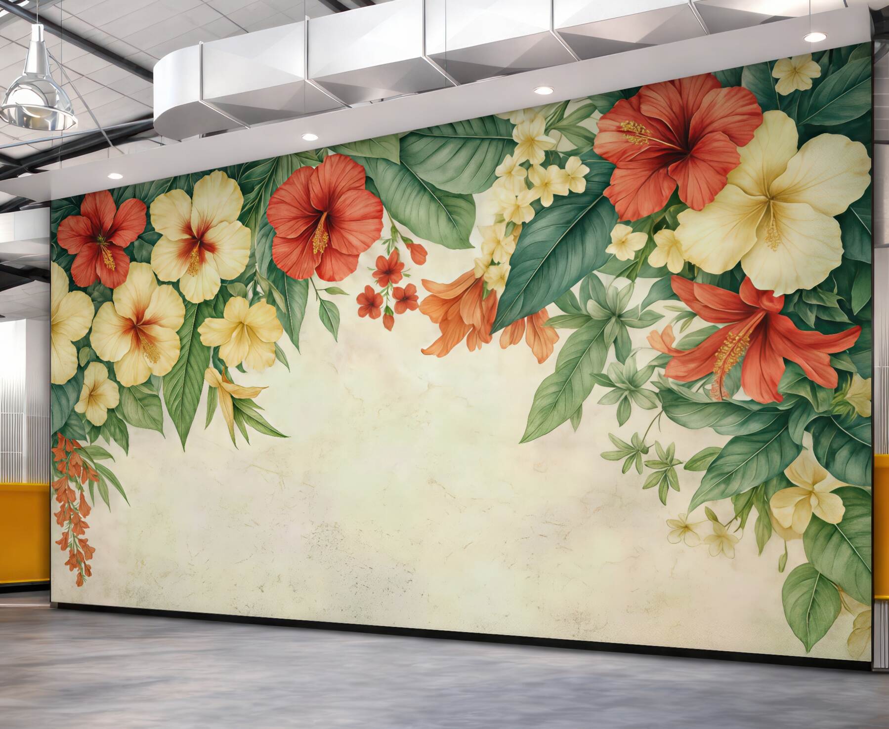 Fototapeta tropikalne hibiskusy w ciepłych barwach