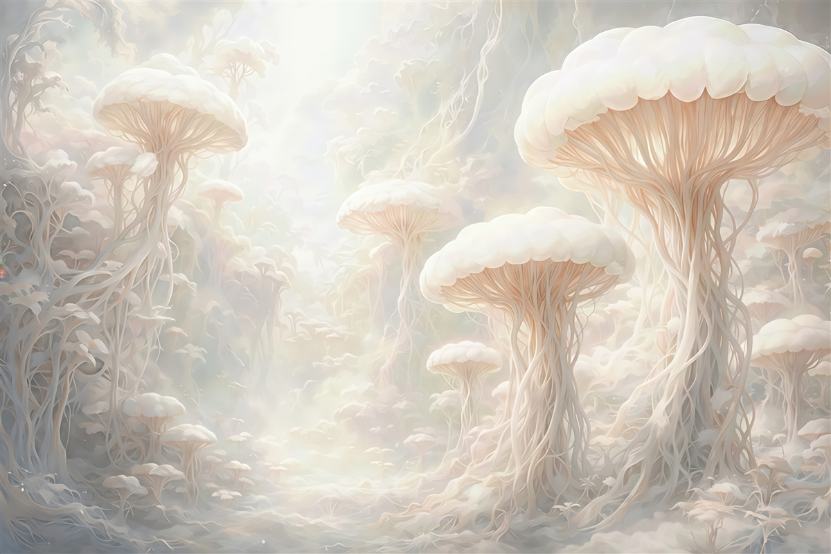 Fototapeta magiczny las świetlistych grzybów