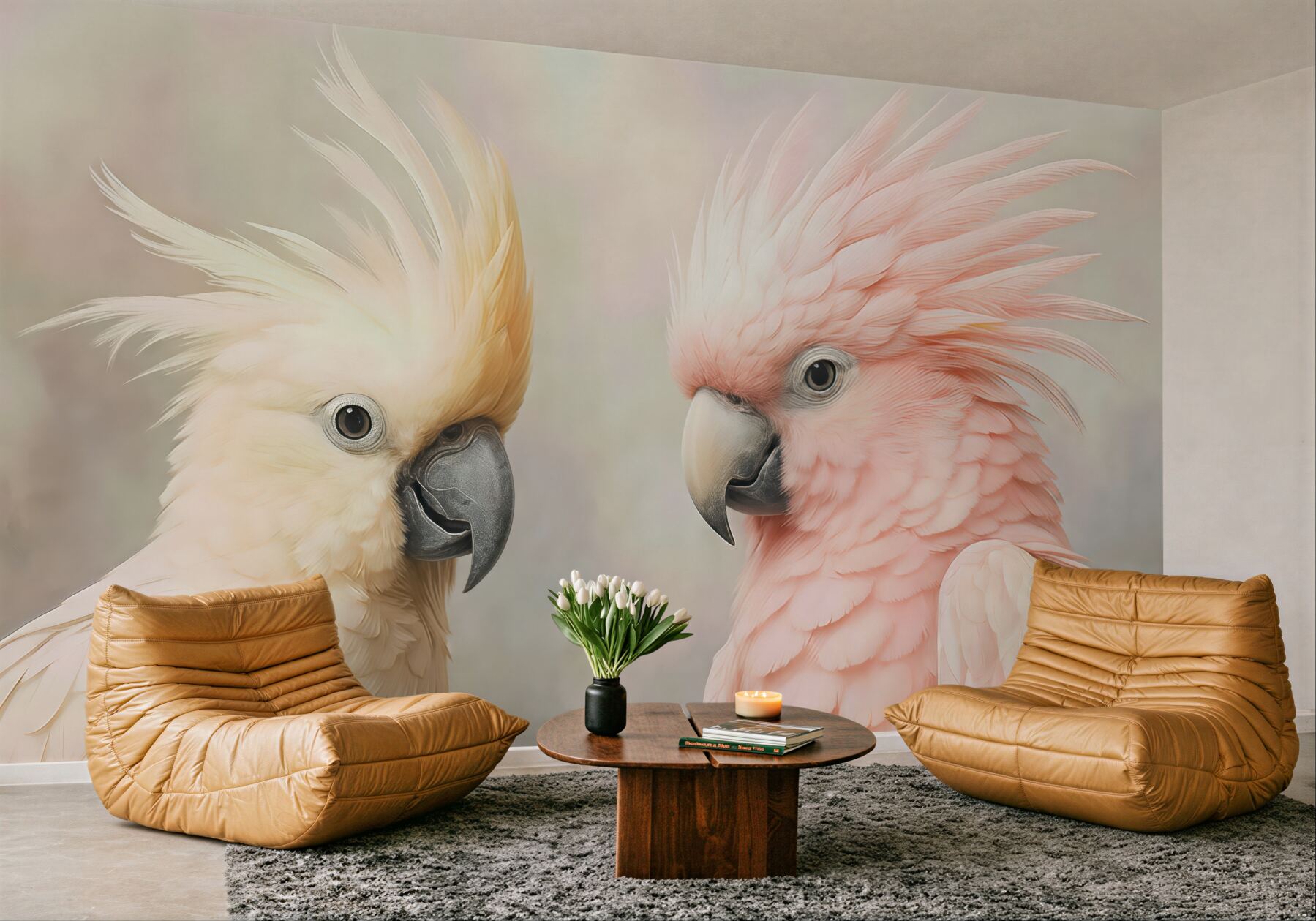 Fototapeta pastelowe kakadu w subtelnej harmonii