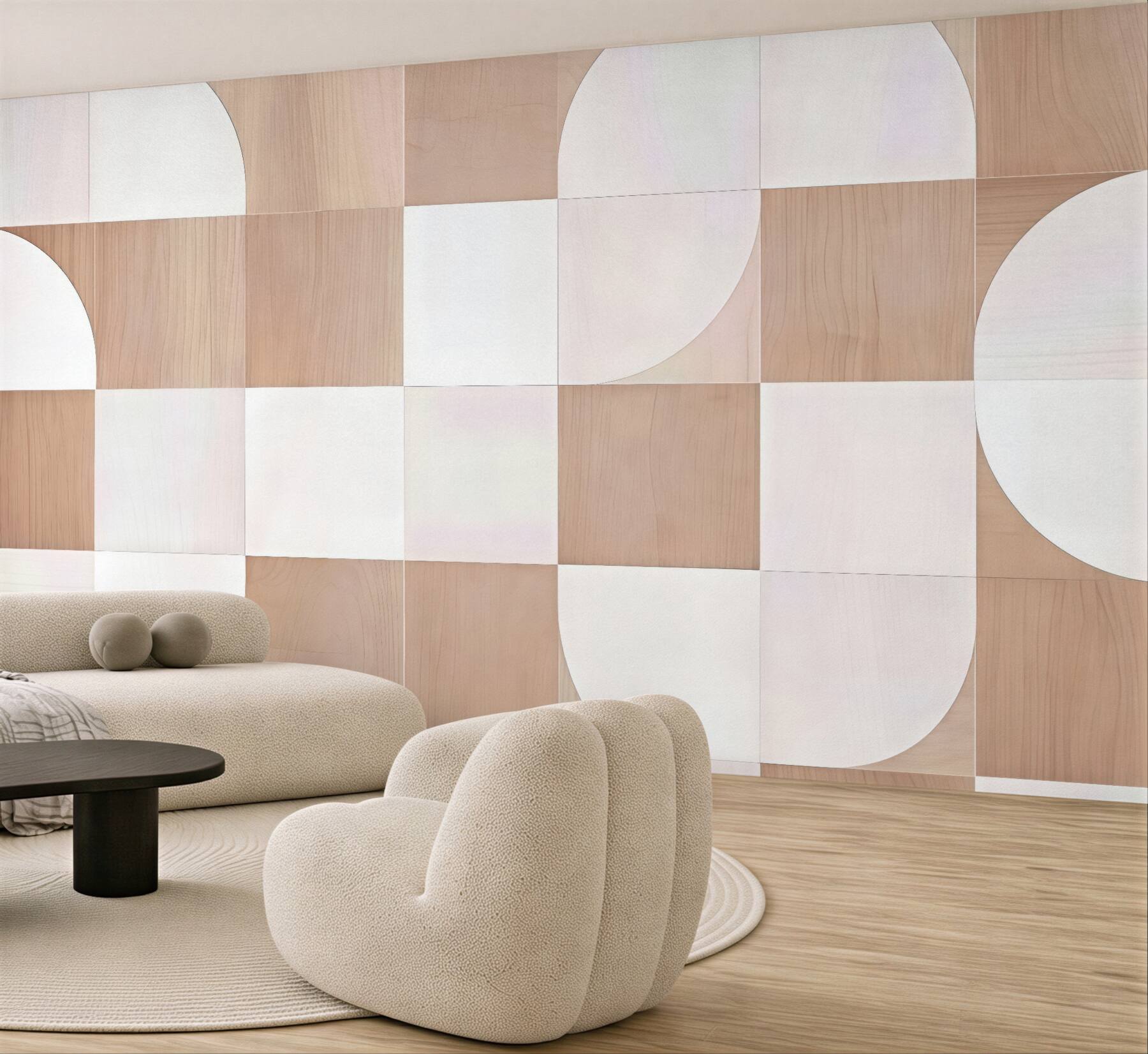 Fototapeta geometryczna harmonia drewna i bieli