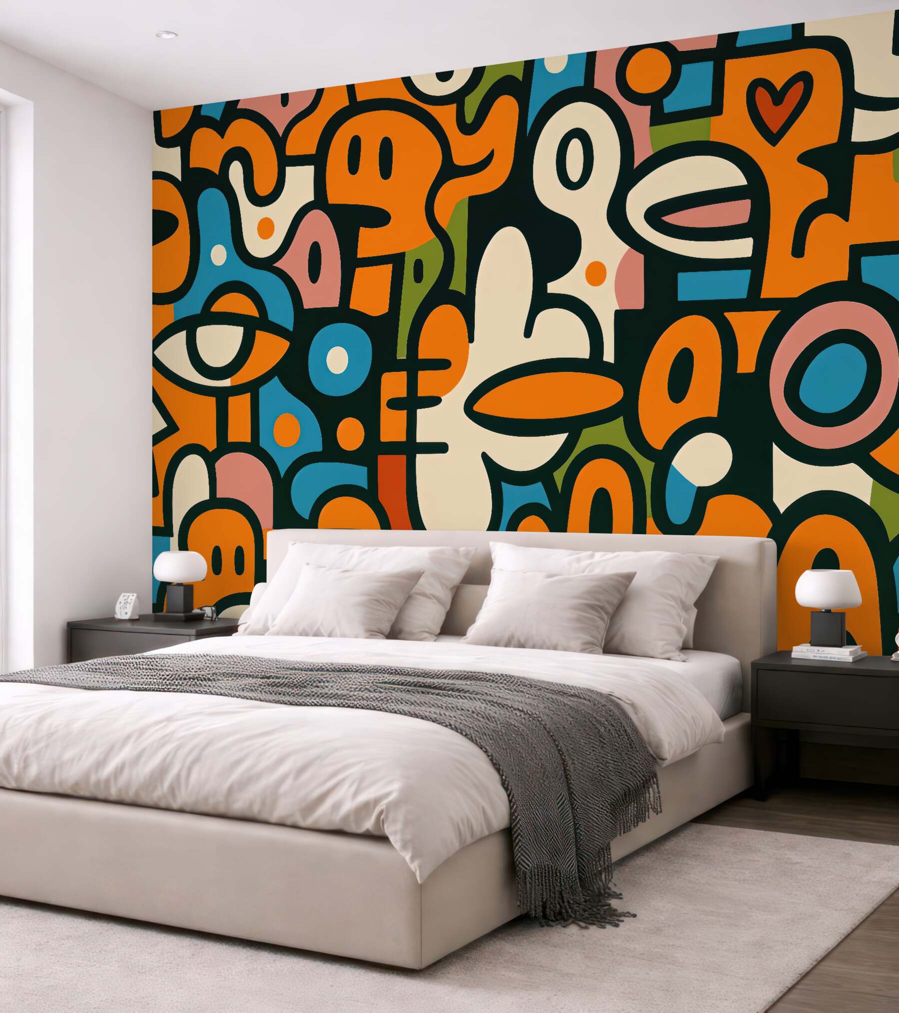 Fototapeta abstrakcyjny miejski graffiti w pomarańczu
