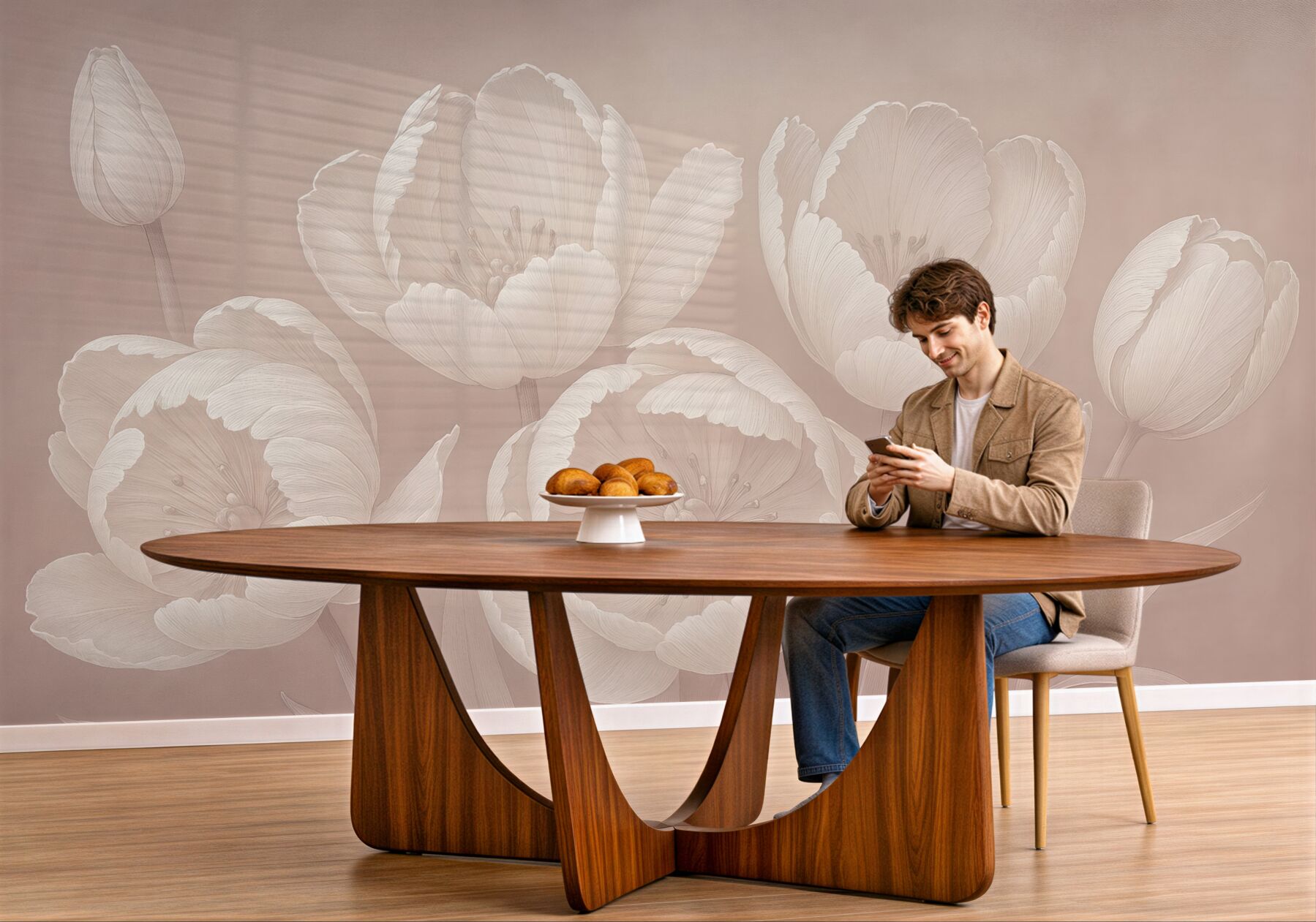Fototapeta pudrowe tulipany w subtelnej elegancji