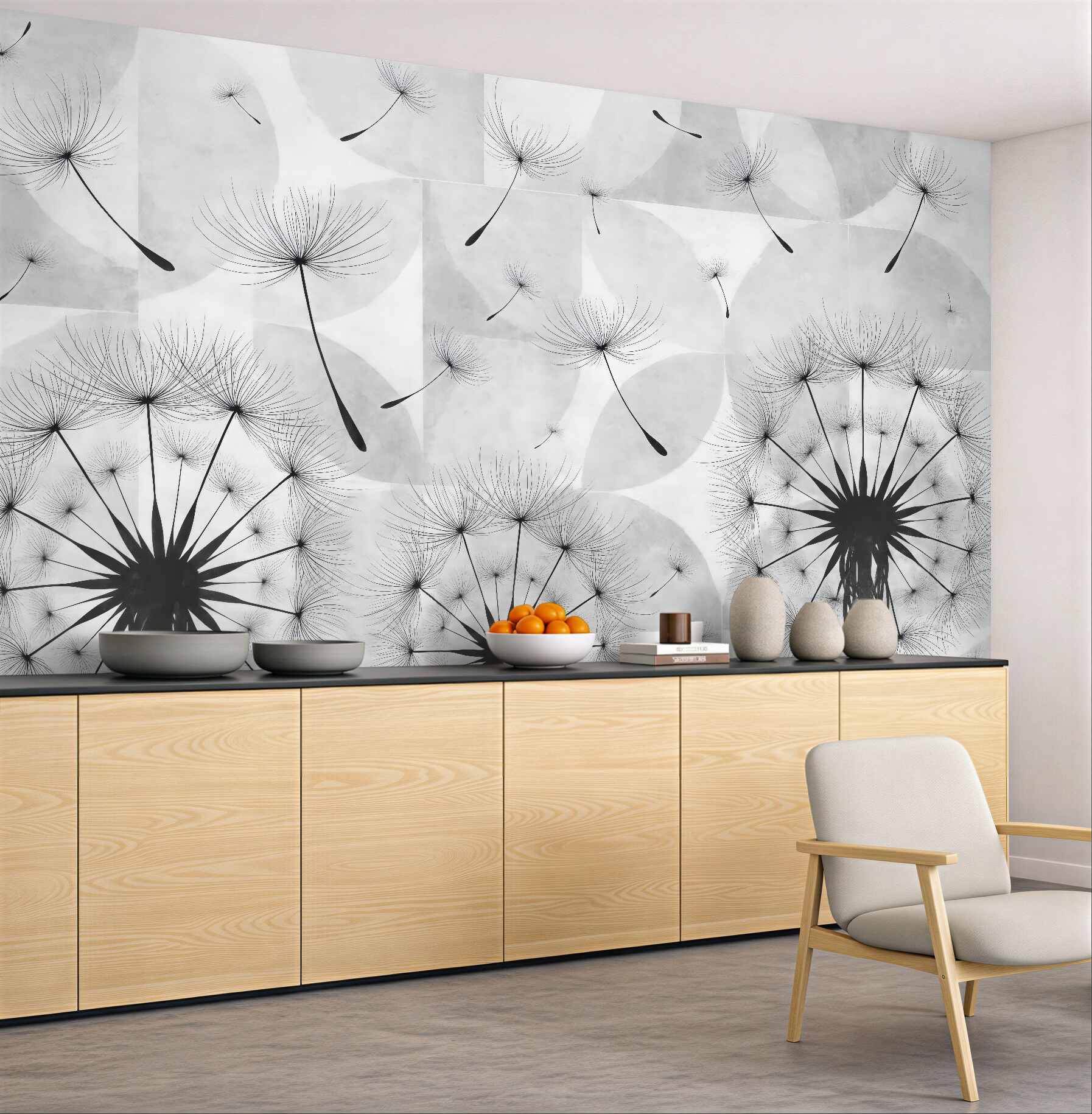 Fototapeta delikatne dmuchawce w minimalistycznym stylu
