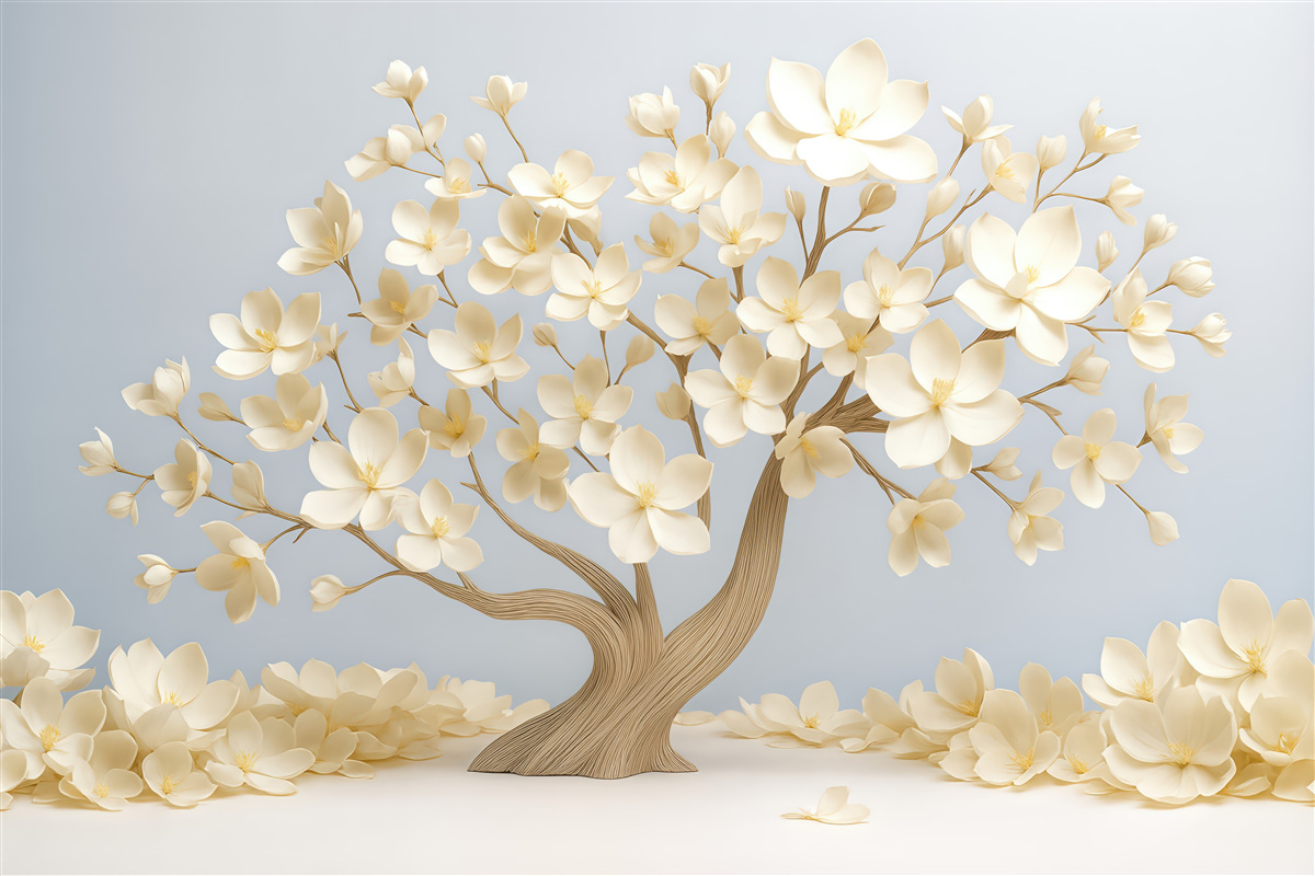 Fototapeta kremowe drzewo magnolii w delikatnym blasku