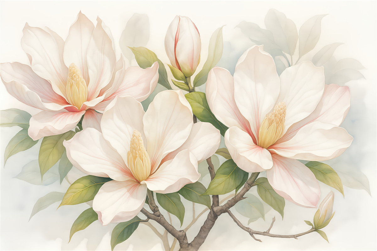Fototapeta pastelowe magnolie w delikatnym rozkwicie