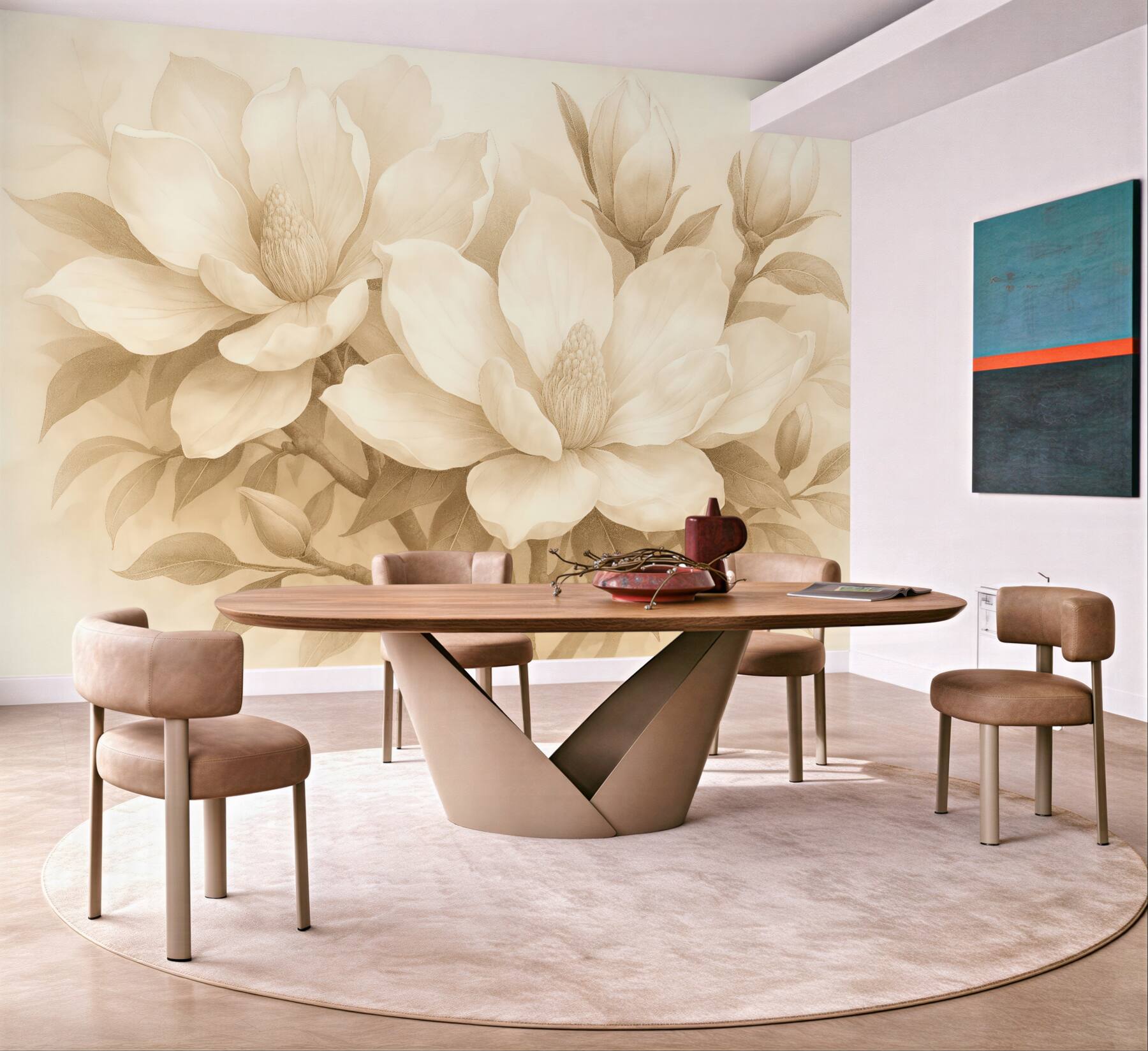 Fototapeta sepiowe magnolie w eleganckim stylu