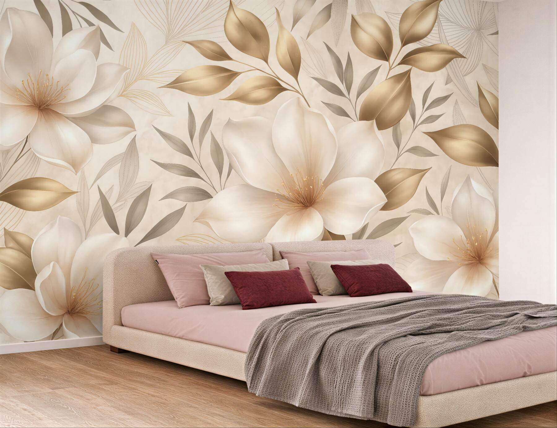Fototapeta złote magnolie w eleganckim blasku