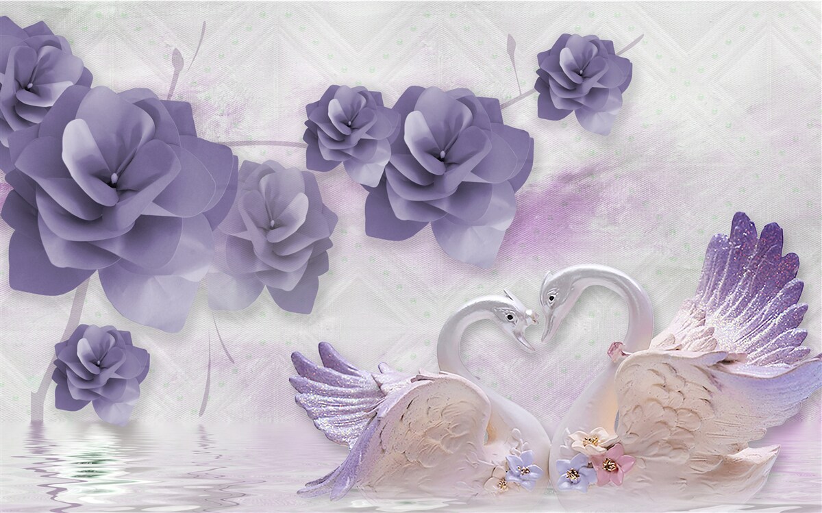 Fototapeta delikatne pąki i lekkie łabędzie na powierzchni wody