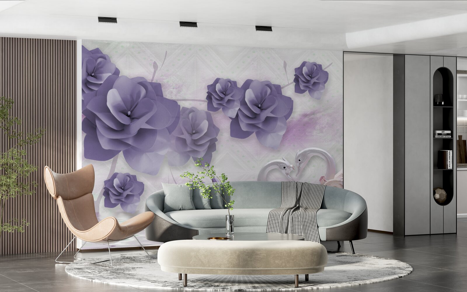 Fototapeta delikatne pąki i lekkie łabędzie na powierzchni wody