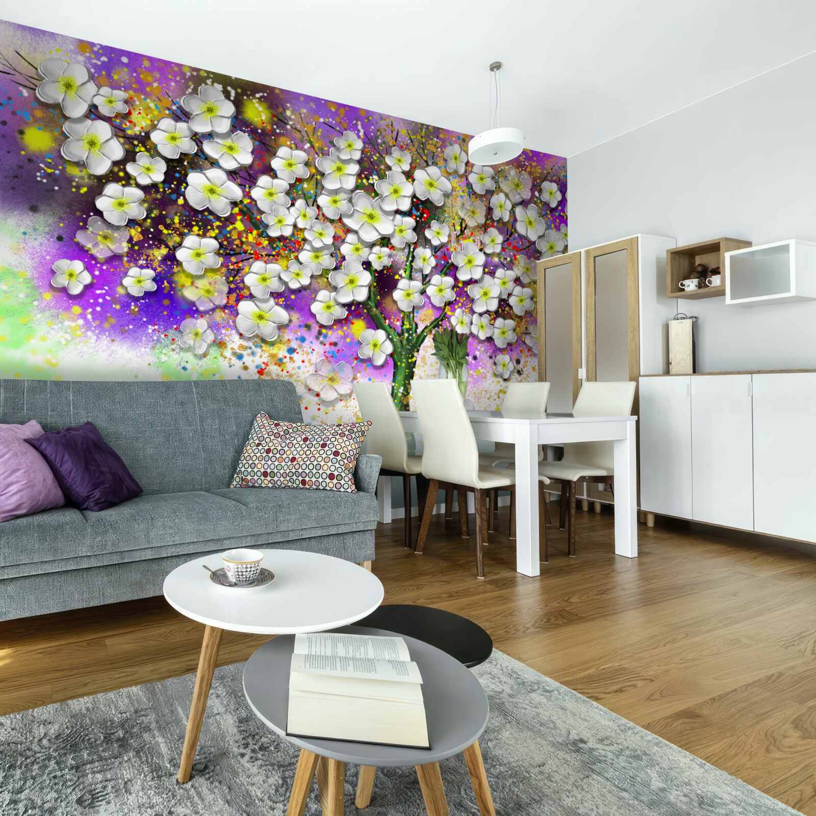 Fototapeta drzewo kwitnące śnieżnobiałymi kwiatami