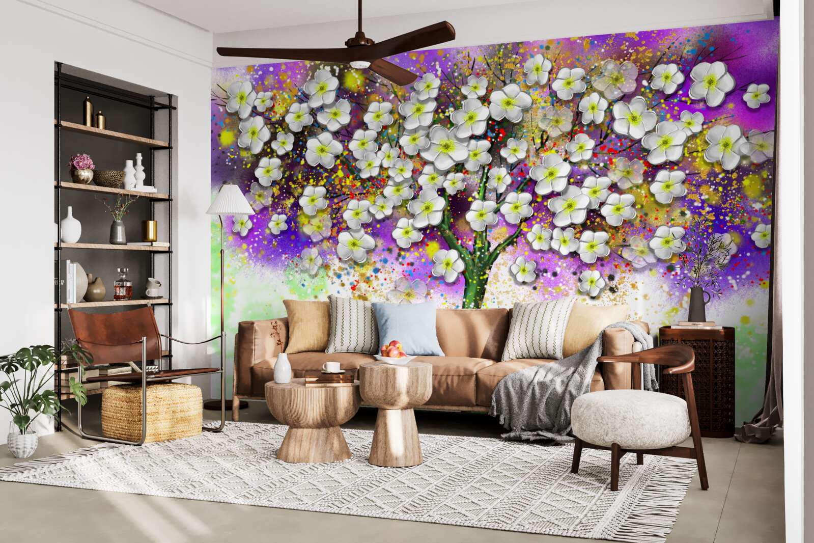 Fototapeta drzewo kwitnące śnieżnobiałymi kwiatami