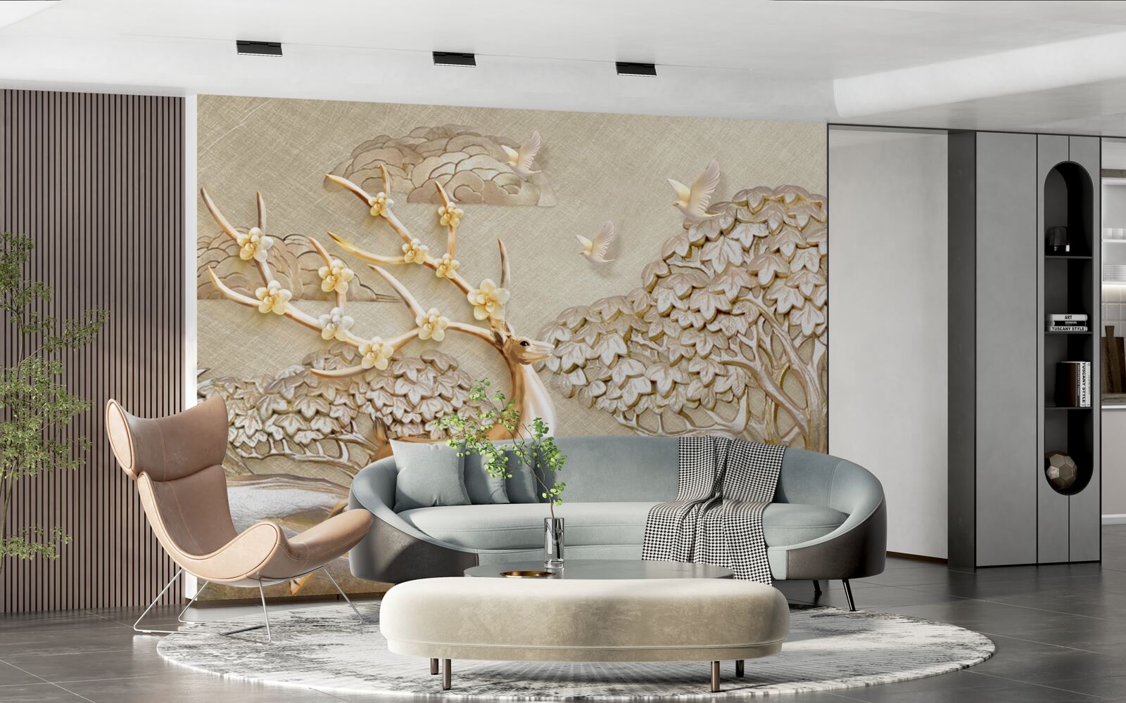 Fototapeta złoty jeleń biegający luksusowo po łące