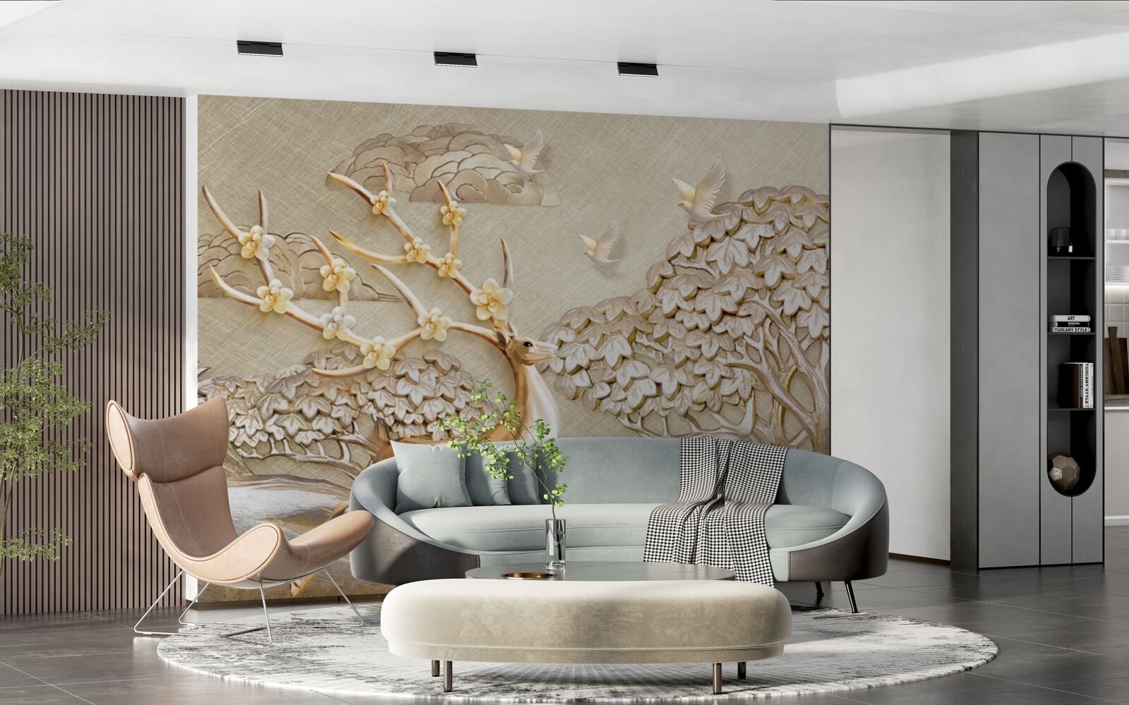 Fototapeta złoty jeleń biegający luksusowo po łące