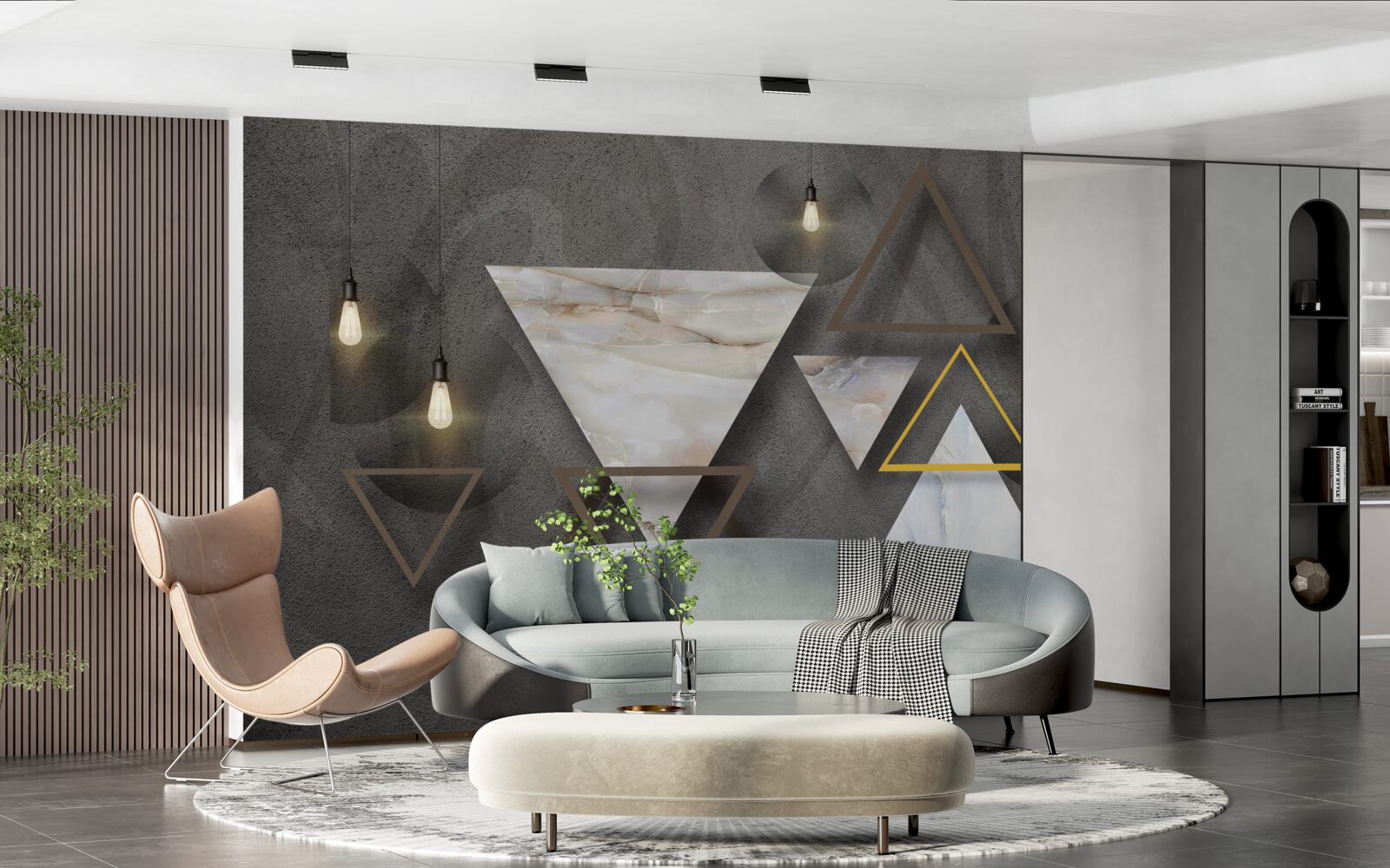 Fototapeta trójkąty wśród żarówek