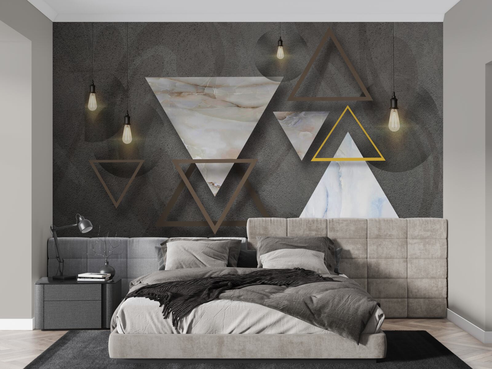 Fototapeta trójkąty wśród żarówek