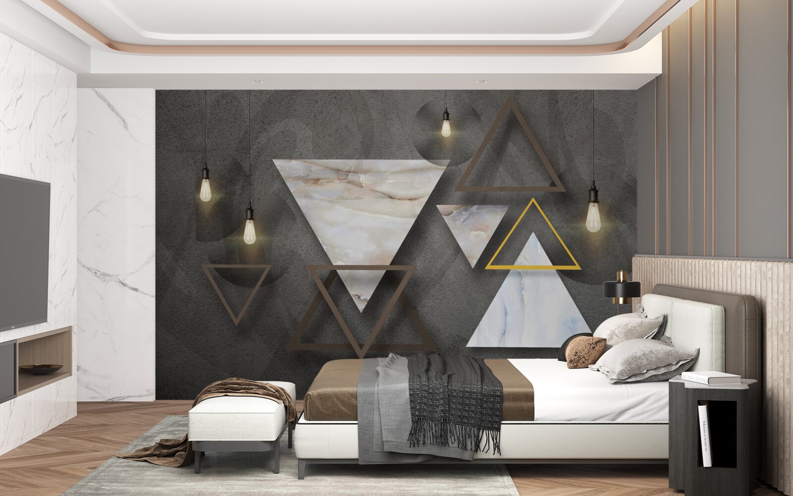 Fototapeta trójkąty wśród żarówek