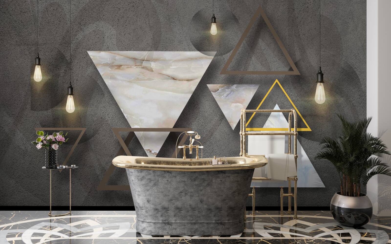 Fototapeta trójkąty wśród żarówek