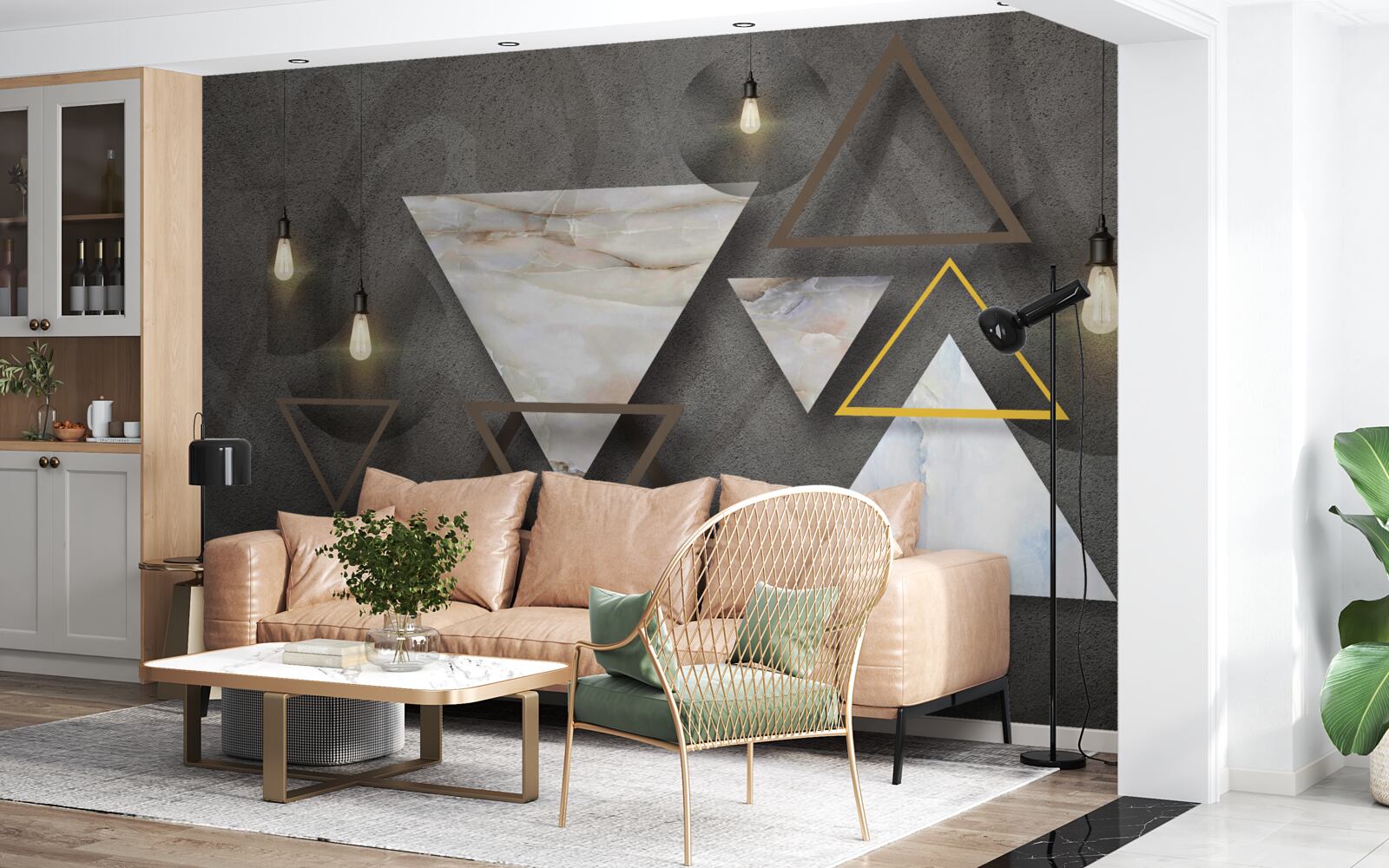 Fototapeta trójkąty wśród żarówek