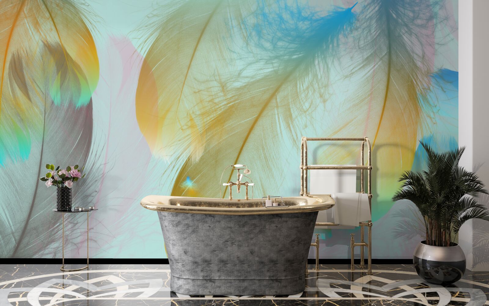 Fototapeta latające miękkie pióra