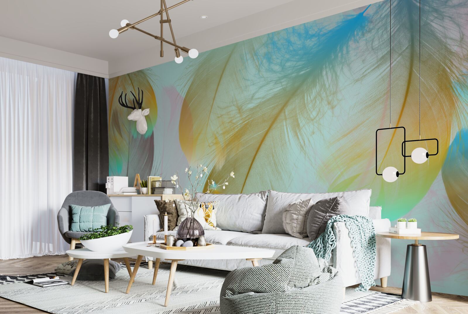 Fototapeta latające miękkie pióra