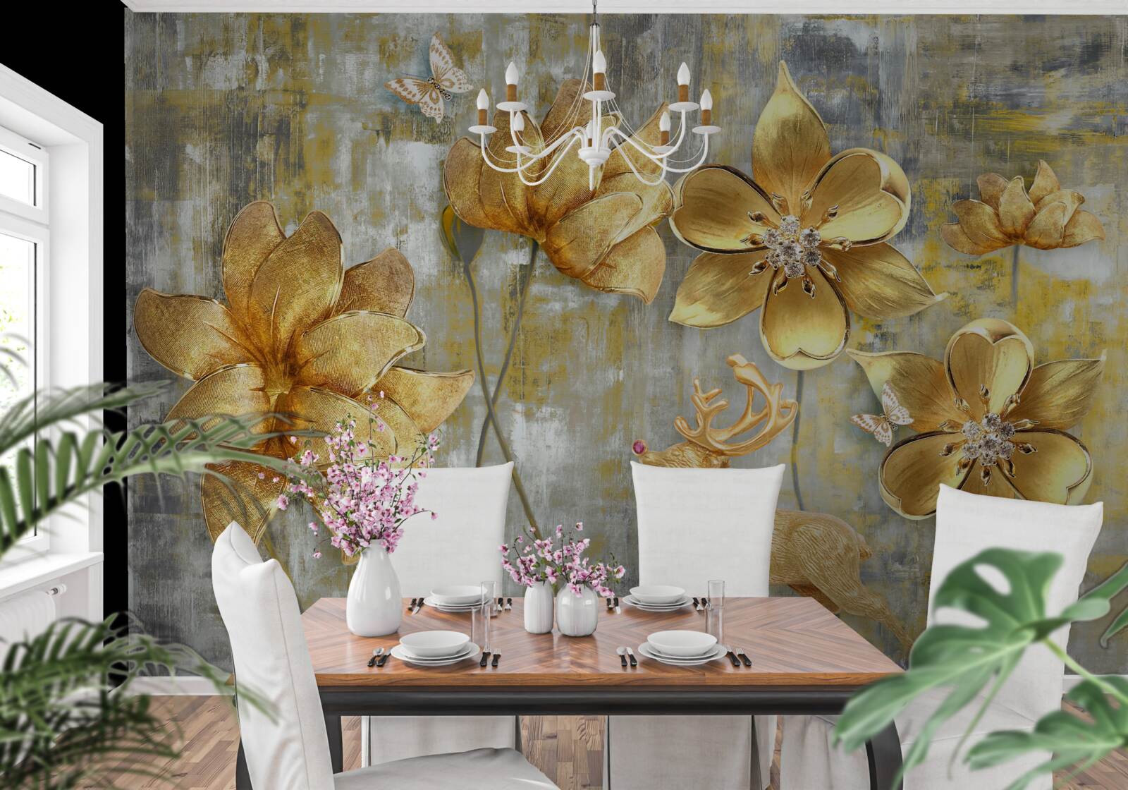 Fototapeta złote pąki otwierają się w postaci deszczu