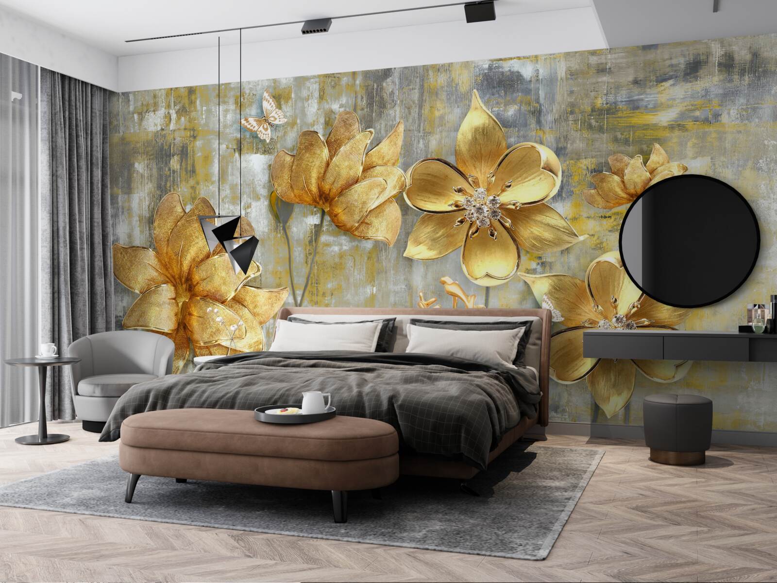 Fototapeta złote pąki otwierają się w postaci deszczu