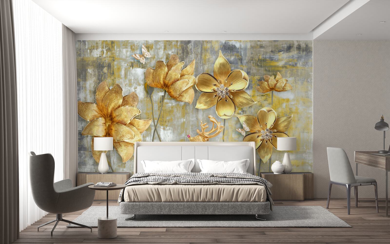 Fototapeta złote pąki otwierają się w postaci deszczu