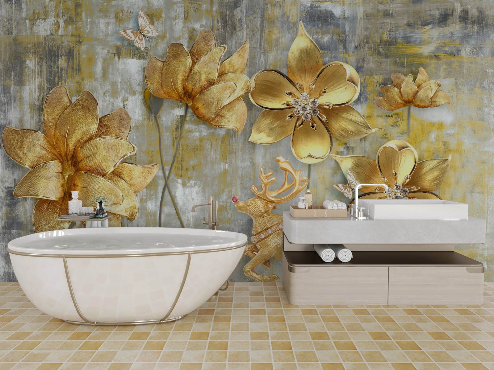 Fototapeta złote pąki otwierają się w postaci deszczu