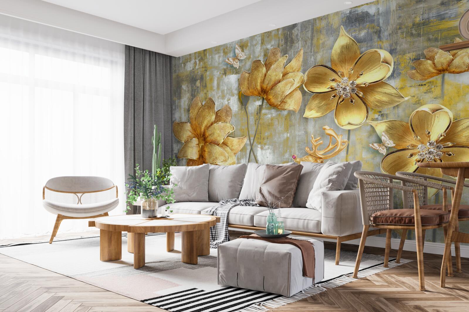 Fototapeta złote pąki otwierają się w postaci deszczu