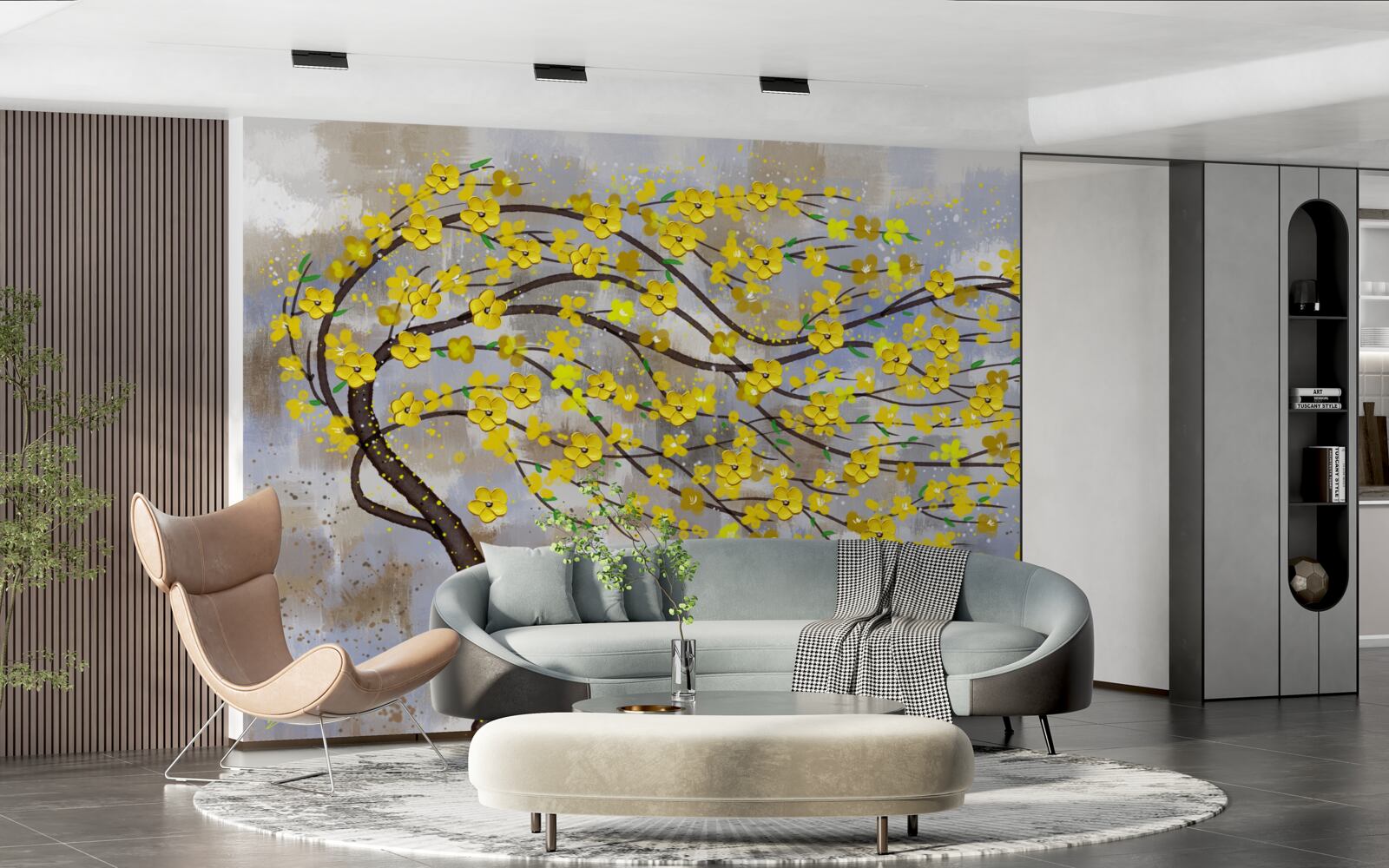 Fototapeta jesienne drzewo kołysze się w podmuchach wiatru