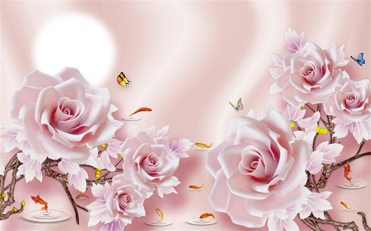 Fototapeta zestaw różowych pąków na jedwabiście różowym tle