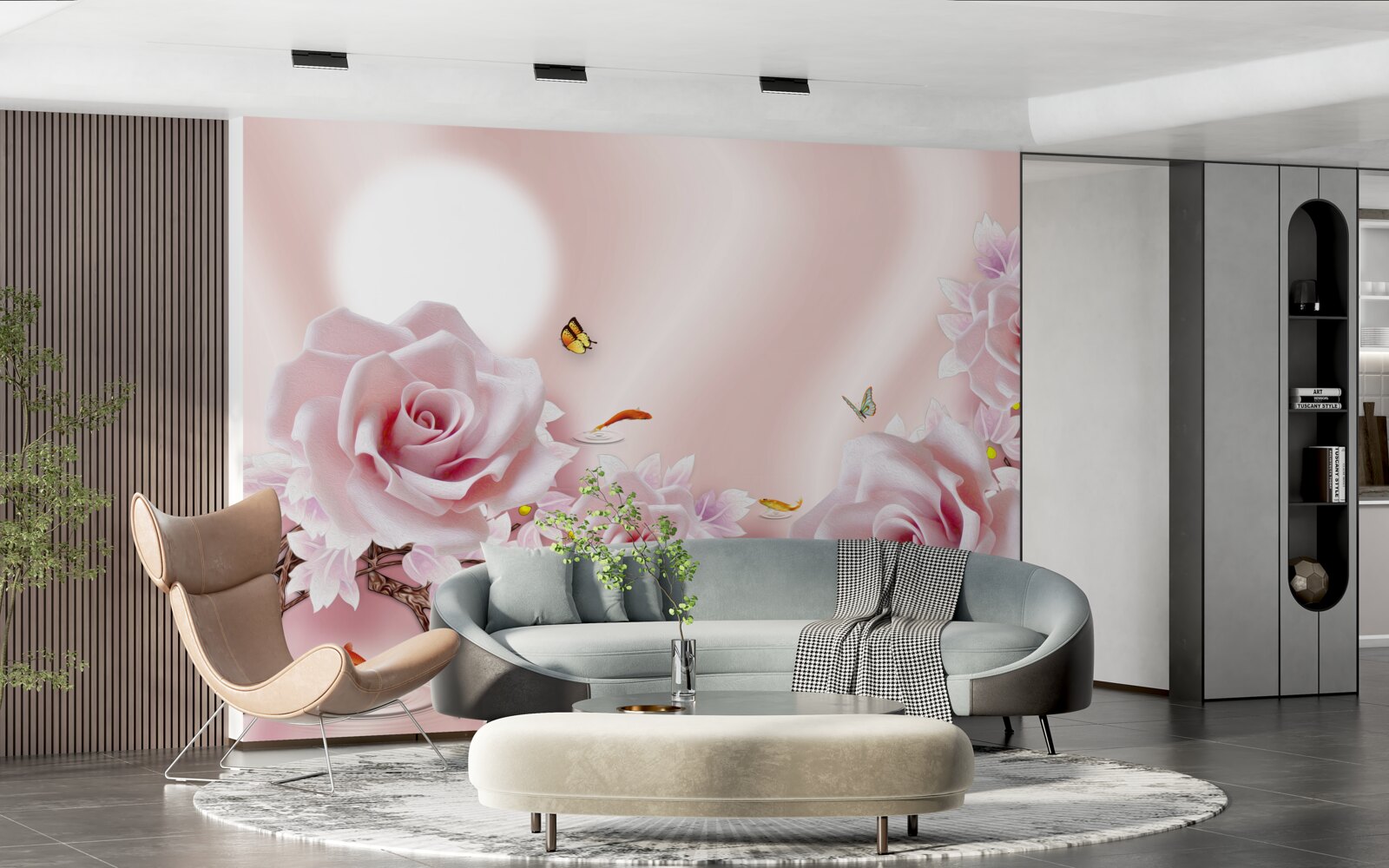 Fototapeta zestaw różowych pąków na jedwabiście różowym tle