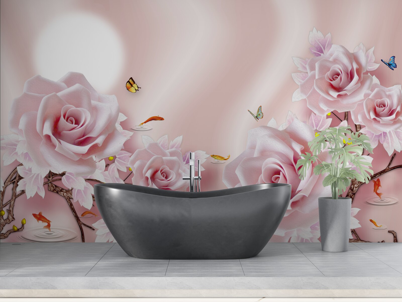 Fototapeta zestaw różowych pąków na jedwabiście różowym tle