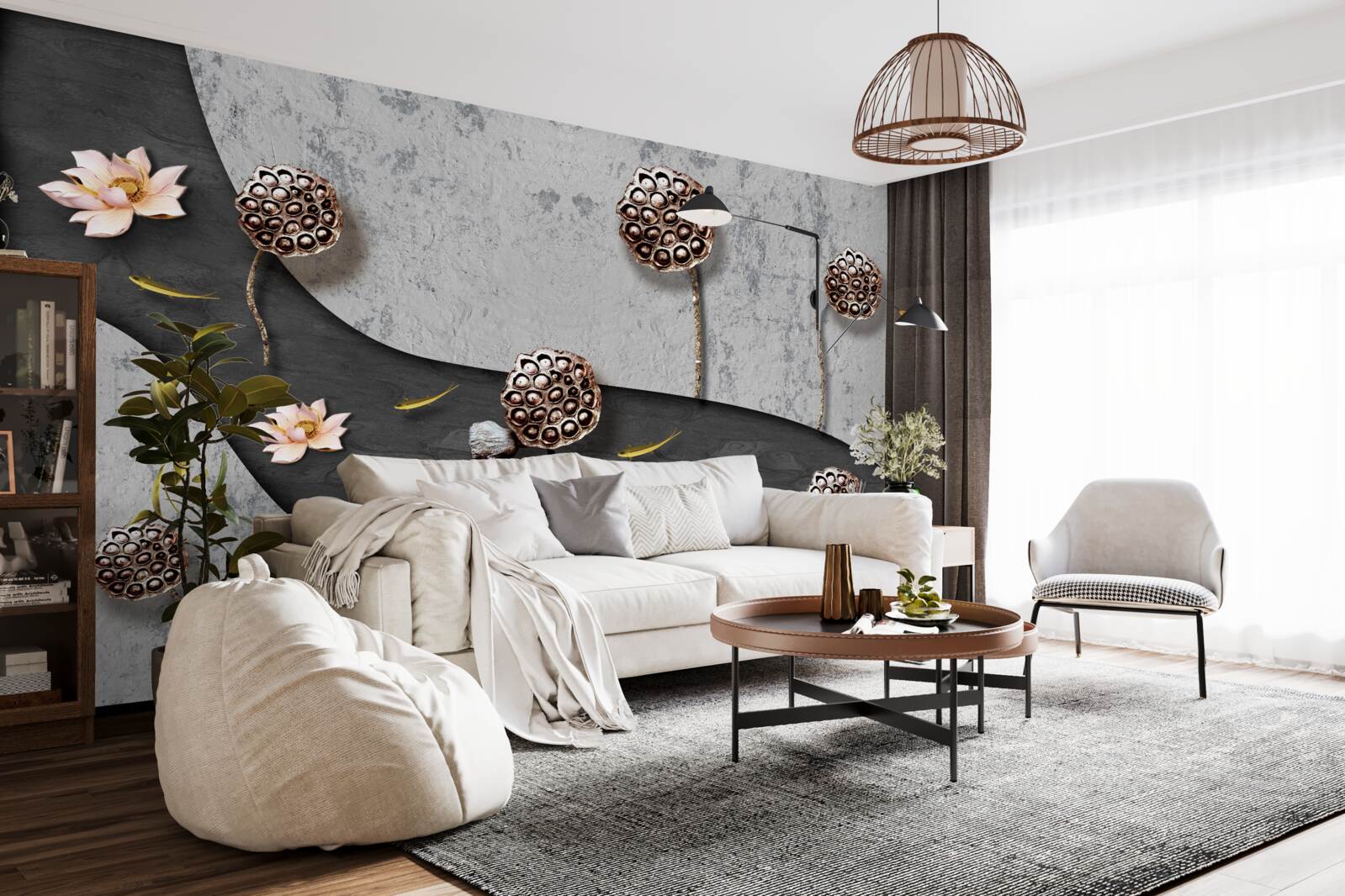 Fototapeta abstrakcyjna ścieżka usiana kwiatami na polu