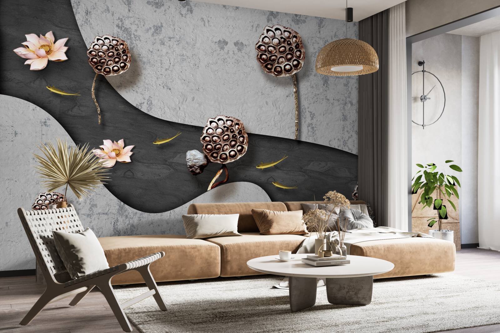 Fototapeta abstrakcyjna ścieżka usiana kwiatami na polu