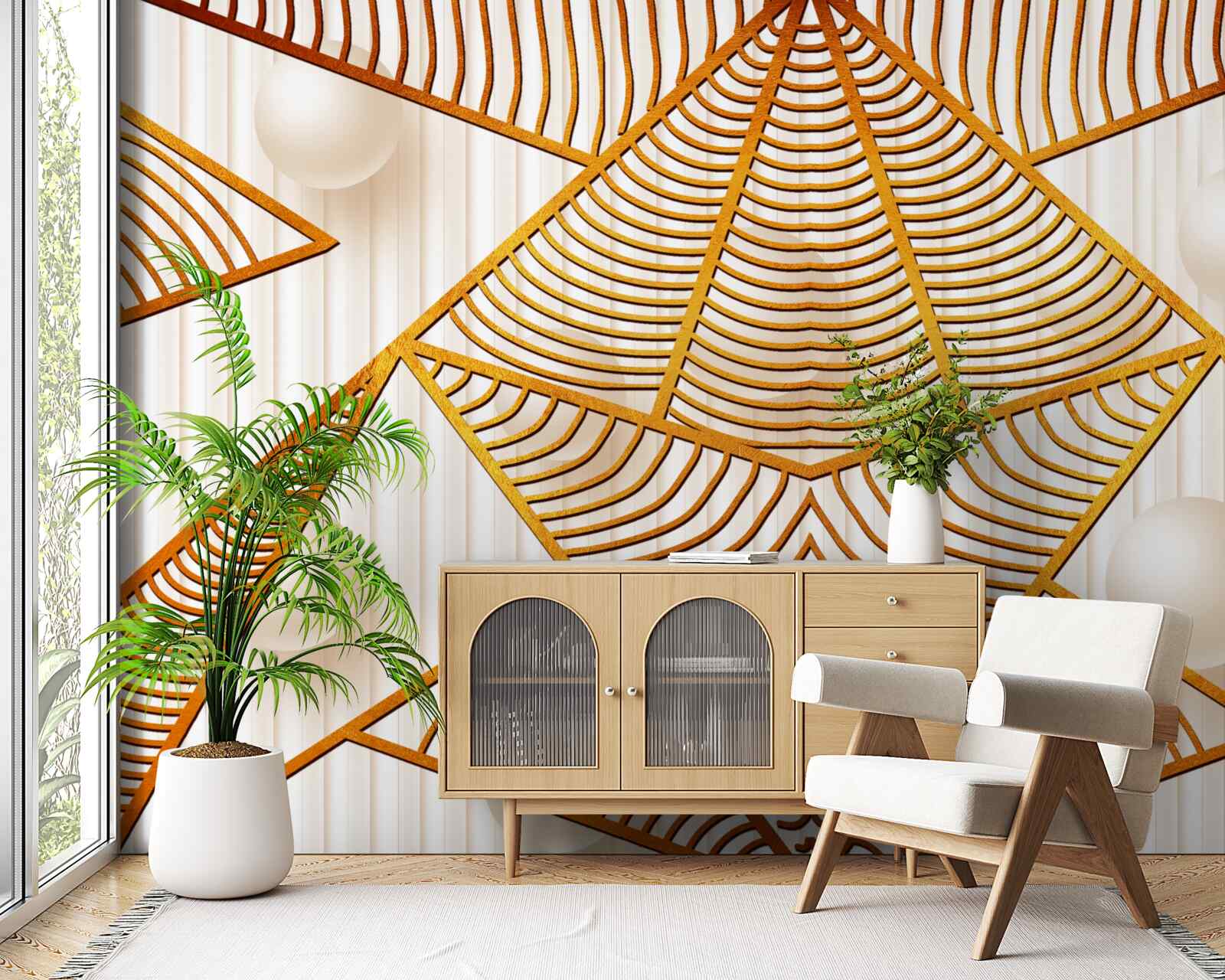 Fototapeta złoty wzór w stylu geometrycznym